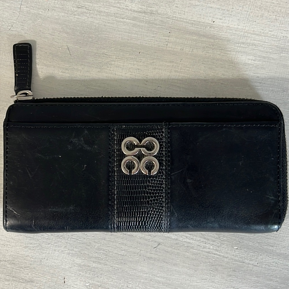 COACH Julia Black Leather Corner Zip Organizer Wallet